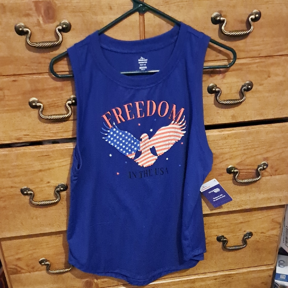 Blue Freedom Graphic Tank Top